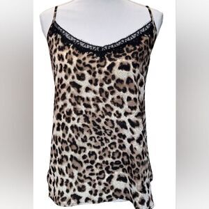 Lavish Leopard Print Cami with Black Lace. Sz XL
